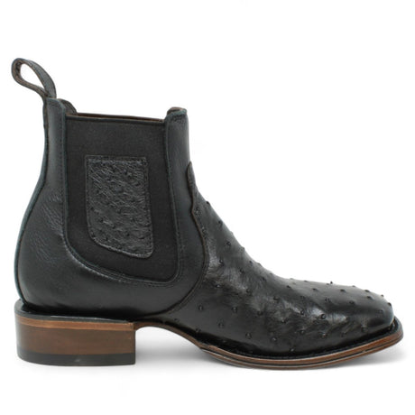 Botin Vaquero de Avestruz Original Horma Cuadrada Color Negro - Vestigium - Vestigium
