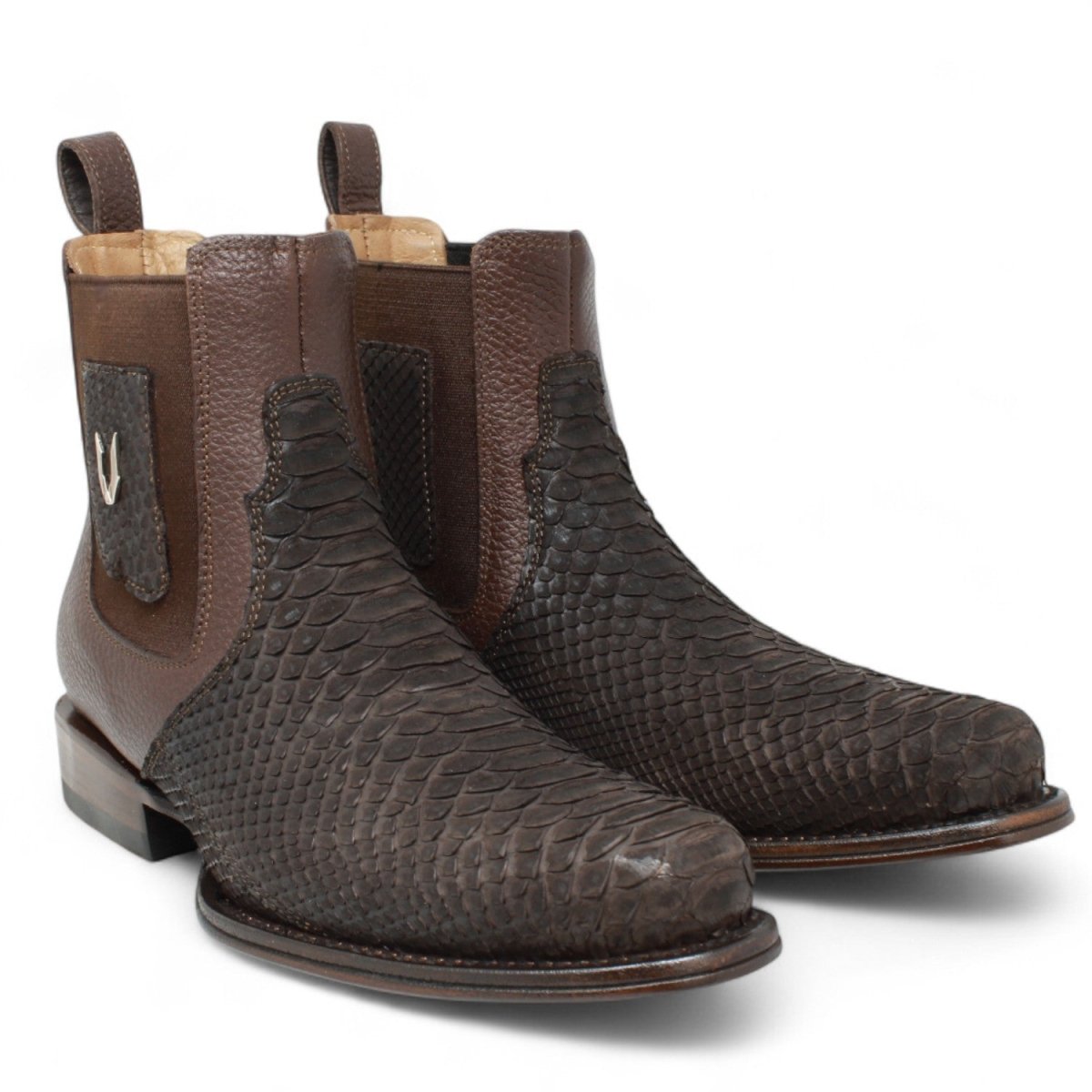Botin Vaquero de Piton Original Horma Milan Color Cafe - Vestigium - Vestigium