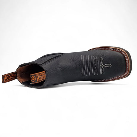 Botin Vaquero para Hombre de Piel Color Negro con Punta Cuadrada y Suela de Hule Ligera – Hooch Boots H42H0527 - Hooch Boots