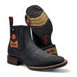 Botin Vaquero para Hombre de Piel Color Negro con Punta Cuadrada y Suela de Hule Ligera – Hooch Boots H42H0527 - Hooch Boots