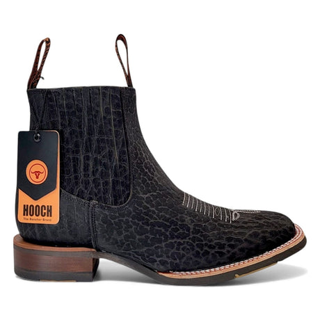 Botin Vaquero para Hombre de Piel Cuello de Toro Color Negro Estilo Rodeo – Hooch Boots H42H0572 - Hooch