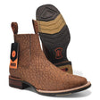 Botin Vaquero para Hombre de Piel Cuello de Toro Color Tan con Punta Cuadrada y Suela de Hule – Hooch Boots H42H3172 - Hooch