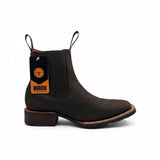 Botin Vaquero para Hombre de Piel Genuina Color Chocolate con Punta Cuadrada y Suela de Hule Ligera – Hooch Boots H42H9427 - Hooch