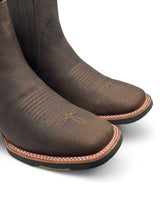 Botin Vaquero para Hombre de Piel Genuina Color Chocolate con Punta Cuadrada y Suela de Hule Ligera – Hooch Boots H42H9427 - Hooch