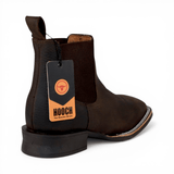 Botines de Piel Original Punta Amplia Cuadrada Color Chocolate – Hooch Boots - Back View