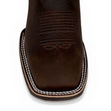 Botines de Piel Original Punta Amplia Cuadrada Color Chocolate – Hooch Boots - Toe View