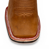 Botin Vaquero para Hombre Punta Cuadrada Amplia de Piel Genuina Color Tan – Hooch Boots H42A3127 - Hooch