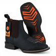 Botin Vaquero para Hombre Punta Cuadrada Amplia de Piel Genuina Negro con Suela de Hule Ligera – Hooch Boots H42A0527 - Hooch