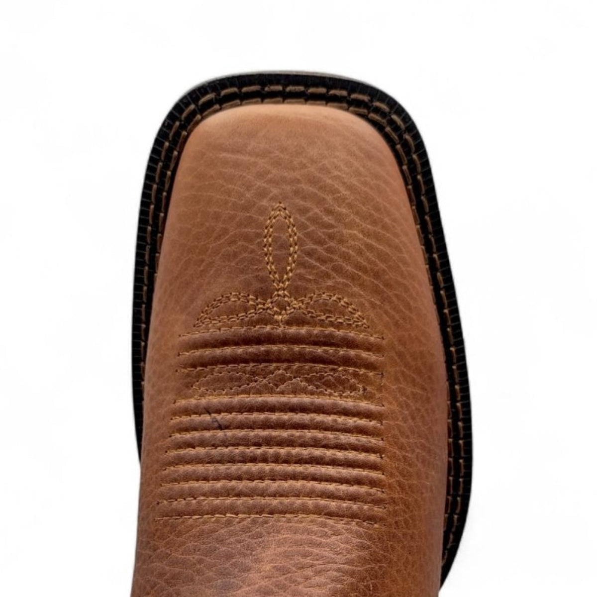 Botines de Piel Original Punta Amplia Cuadrada Color Miel-Cafe – Hooch Boots - Toe View