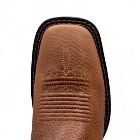 Botines de Piel Original Punta Amplia Cuadrada Color Miel-Cafe – Hooch Boots - Toe View