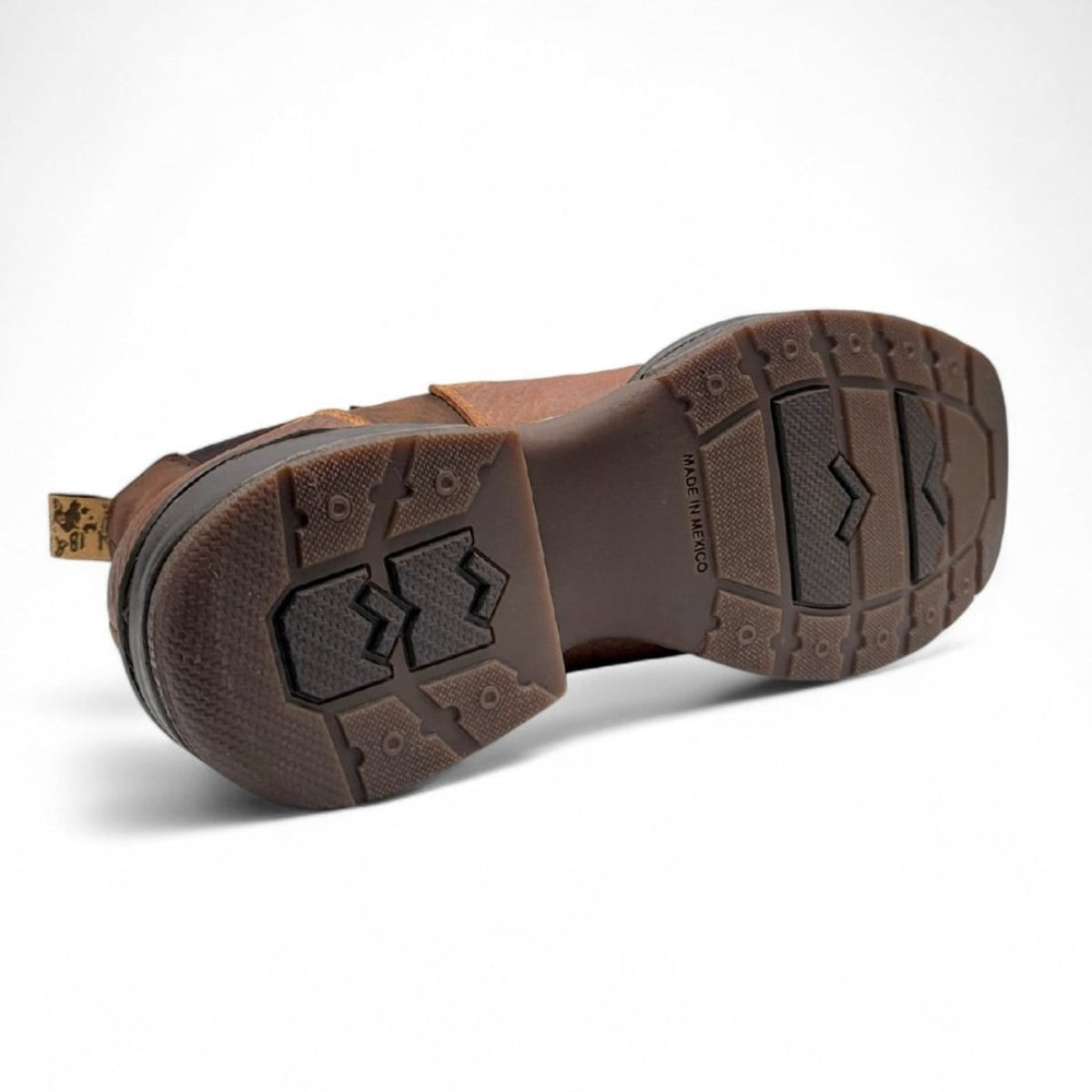 Botines de Piel Original Punta Amplia Cuadrada Color Miel-Cafe – Hooch Boots - Sole View