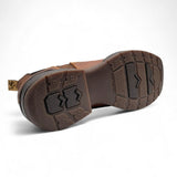 Botines de Piel Original Punta Amplia Cuadrada Color Miel-Cafe – Hooch Boots - Sole View