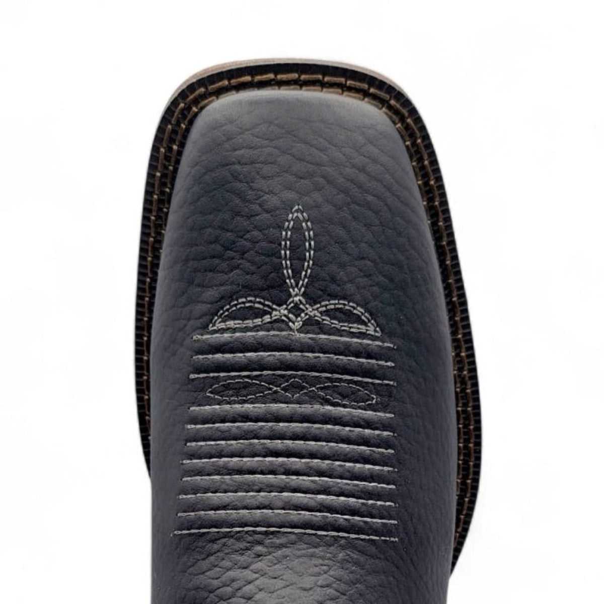Botines de Piel Original Punta Amplia Cuadrada Color Negro-Miel – Hooch Boots - Toe View