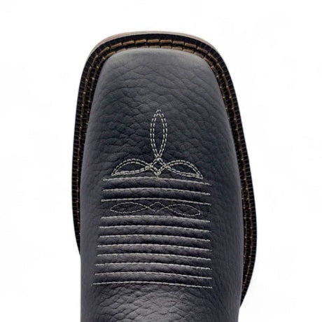 Botines de Piel Original Punta Amplia Cuadrada Color Negro-Miel – Hooch Boots - Toe View