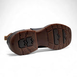 Botines de Piel Original Punta Amplia Cuadrada Color Negro-Miel – Hooch Boots - Sole View