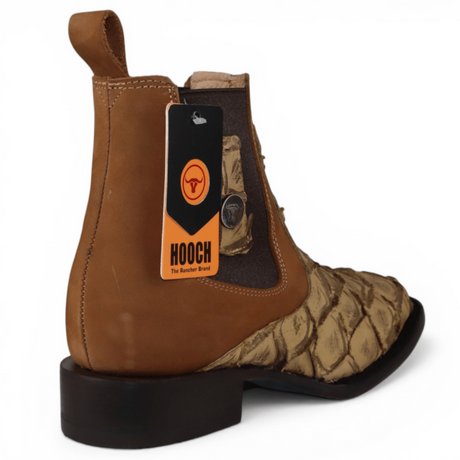 Botin Vaquero para Hombre Punta Cuadrada Grabado Tipo Pirarucu Color Orix de Piel Genuina – Hooch Boots H42RM7215 - Hooch