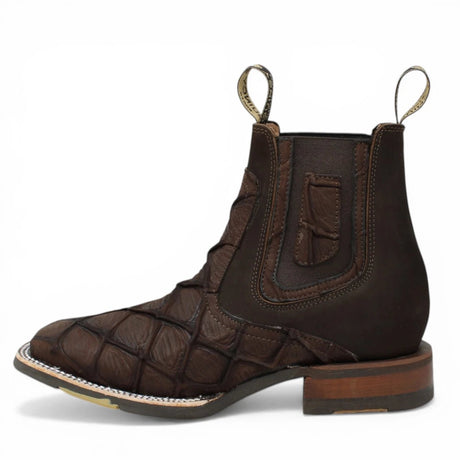 Botines Cafe de Pescado Grabado con Punta Cuadrada Q82BU1016 - Quincy Boots