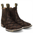 Botines Cafe de Pescado Grabado con Punta Cuadrada Q82BU1016 - Quincy Boots