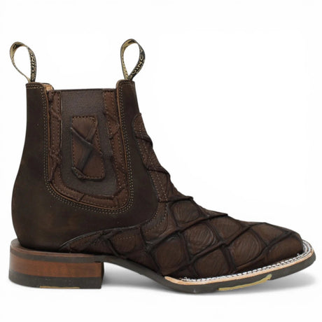 Botines Cafe de Pescado Grabado con Punta Cuadrada Q82BU1016 - Quincy Boots