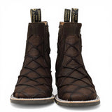 Botines Cafe de Pescado Grabado con Punta Cuadrada Q82BU1016 - Quincy Boots