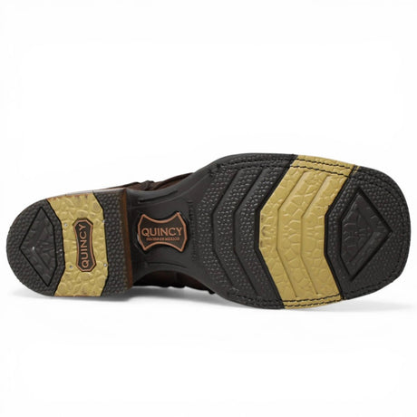 Botines Cafe de Pescado Grabado con Punta Cuadrada Q82BU1016 - Quincy Boots