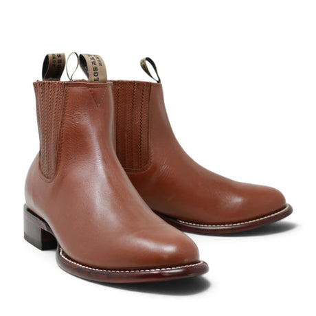 Botines Charros de Piel Original Punta Redonda Roper Color Cafe - Los Altos Boots - Los Altos Boots