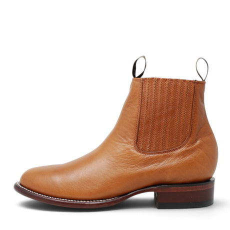 Botines Charros de Piel Original Punta Redonda Roper Color Miel - Los Altos Boots - Los Altos Boots