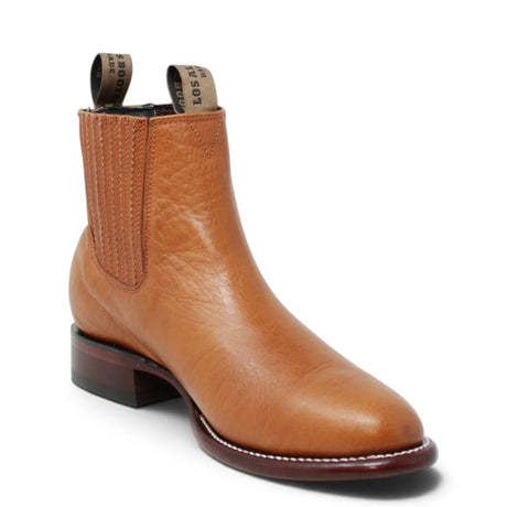 Botines Charros de Piel Original Punta Redonda Roper Color Miel - Los Altos Boots - Los Altos Boots