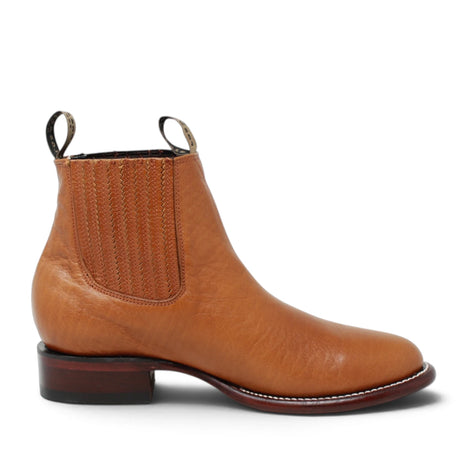 Botines Charros de Piel Original Punta Redonda Roper Color Miel - Los Altos Boots - Los Altos Boots