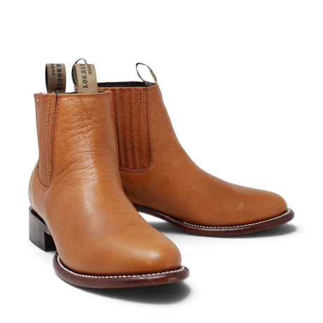 Botines Charros de Piel Original Punta Redonda Roper Color Miel - Los Altos Boots - Los Altos Boots