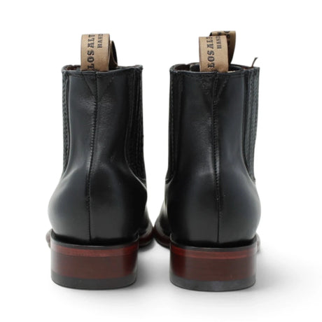 Botines Charros de Piel Original Punta Redonda Roper Color Negro - Los Altos Boots - Los Altos Boots