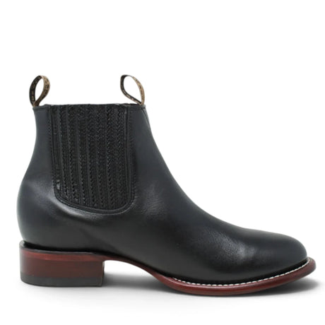 Botines Charros de Piel Original Punta Redonda Roper Color Negro - Los Altos Boots - Los Altos Boots