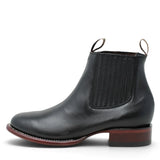 Botines Charros de Piel Original Punta Redonda Roper Color Negro - Los Altos Boots - Los Altos Boots