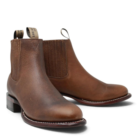Botines Charros de Piel Original Punta Redonda Roper Color Rage Nuez - Los Altos Boots - Los Altos Boots