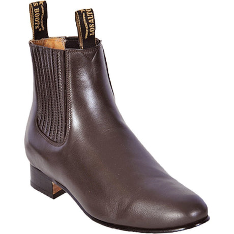Botines Charros de Venado Original Punta Oval Color Cafe Oscuro - Los Altos Boots - Los Altos Boots