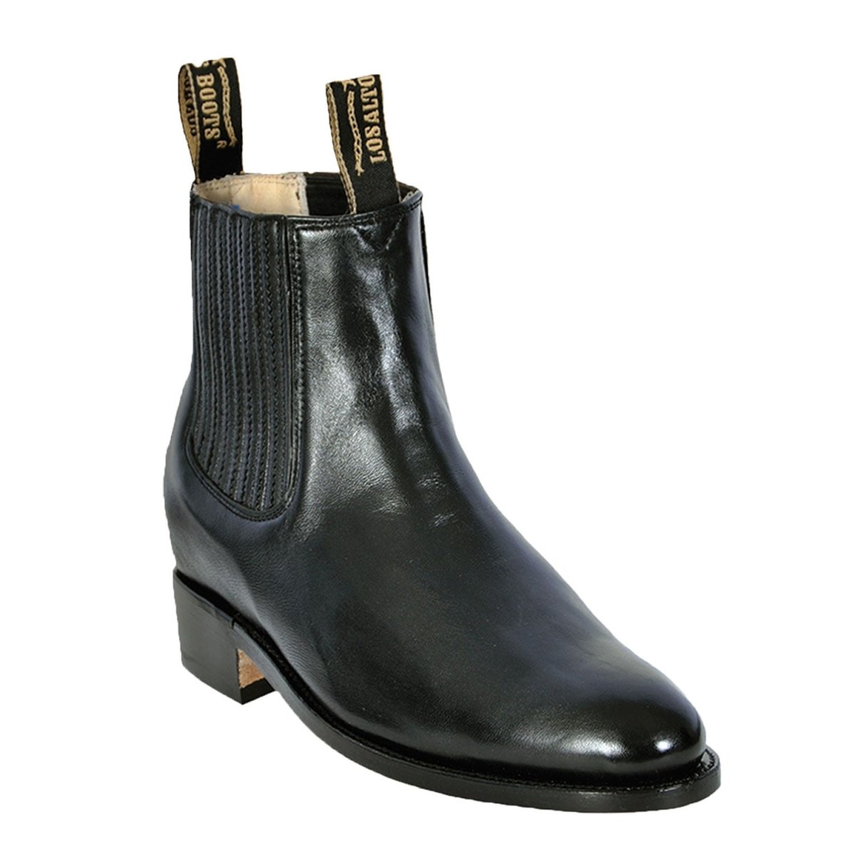 Original Deer Ankle Boots Wide Square Toe Blue Denim Color - Los Altos