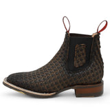 Botines Charros Quincy de Punta Cuadrada y Suela de Hule Cafe - Q82BT6207 - Quincy Boots