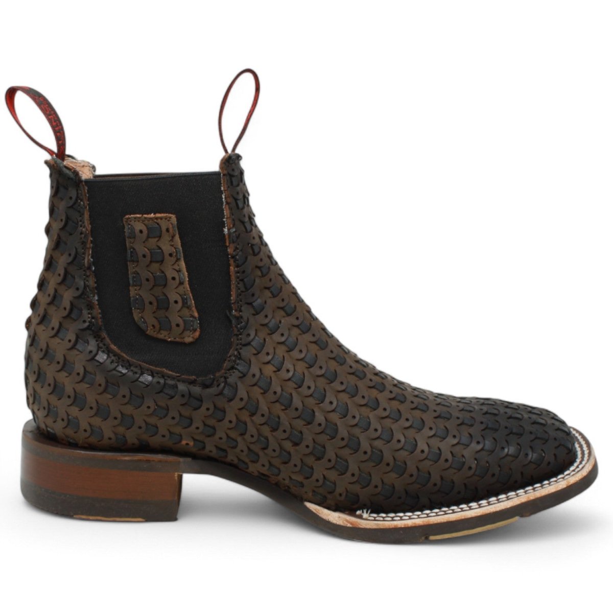 Botines Charros Quincy de Punta Cuadrada y Suela de Hule Cafe - Q82BT6207 - Quincy Boots