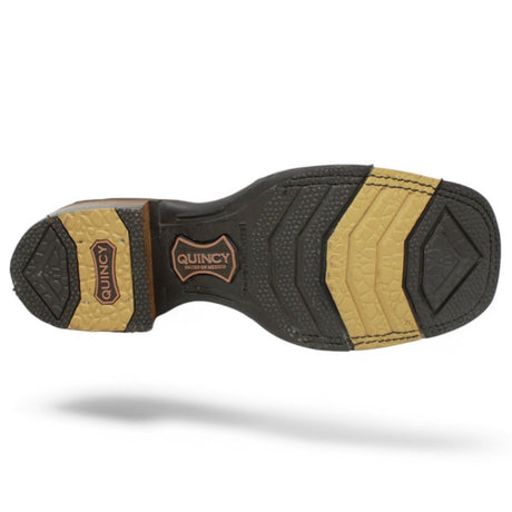 Botines Charros Quincy de Punta Cuadrada y Suela de Hule Cafe - Q82BT6207 - Quincy Boots