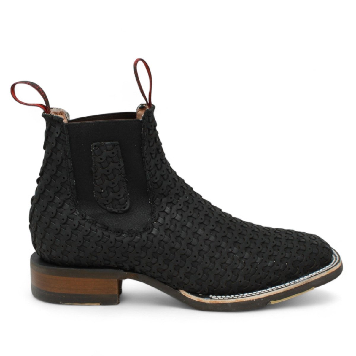 Botines Charros Quincy de Punta Cuadrada y Suela de Hule Negro - Q82BT6205 - Quincy Boots