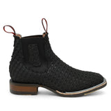 Botines Charros Quincy de Punta Cuadrada y Suela de Hule Negro - Q82BT6205 - Quincy Boots