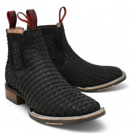 Botines Charros Quincy de Punta Cuadrada y Suela de Hule Negro - Q82BT6205 - Quincy Boots