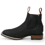 Botines Charros Quincy de Punta Cuadrada y Suela de Hule Negro - Q82BT6205 - Quincy Boots