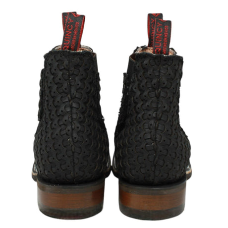 Botines Charros Quincy de Punta Cuadrada y Suela de Hule Negro - Q82BT6205 - Quincy Boots