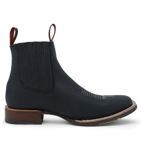 Botines Charros Quincy Punta Cuadrada con Suela de Hule Color Negro Q82BU2705 - Quincy Boots