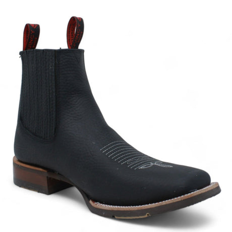 Botines Charros Quincy Punta Cuadrada con Suela de Hule Color Negro Q82BU2705 - Quincy Boots