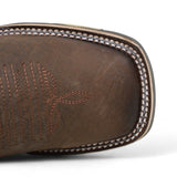 Botines Charros Quincy Punta Cuadrada Elefante Imaticion con Suela de Hule - Cafe - Quincy Boots