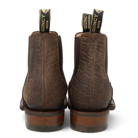 Botines Charros Quincy Punta Cuadrada Elefante Imaticion con Suela de Hule - Cafe - Quincy Boots