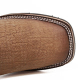 Botines Charros Quincy Punta Cuadrada Elefante Imaticion con Suela de Hule - Miel - Quincy Boots