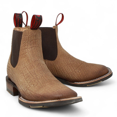 Botines Charros Quincy Punta Cuadrada Elefante Imaticion con Suela de Hule - Miel - Quincy Boots